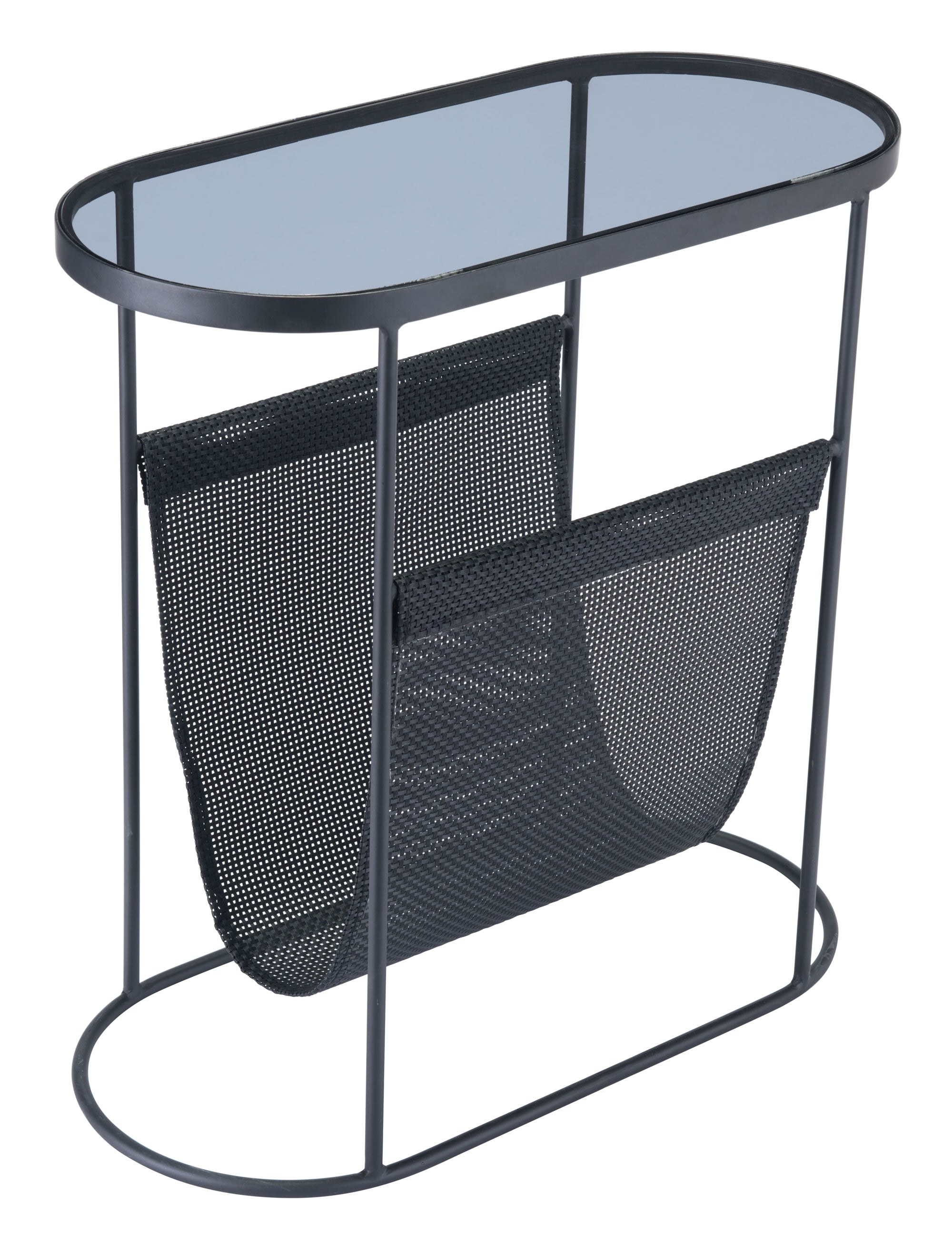 21.3" x 10" x 21.7" Black, Steel, Glass & Plastic, Side Table