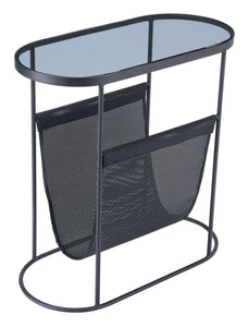 21.3" x 10" x 21.7" Black, Steel, Glass & Plastic, Side Table