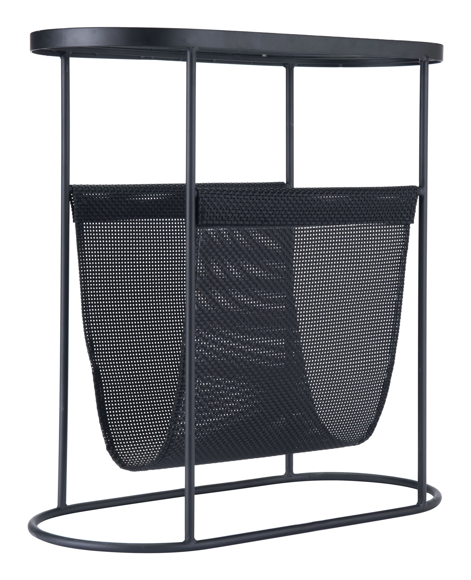 21.3" x 10" x 21.7" Black, Steel, Glass & Plastic, Side Table
