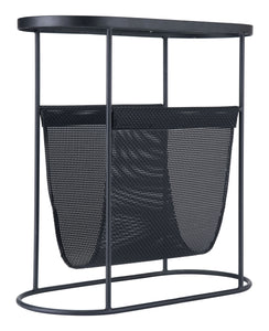 21.3" x 10" x 21.7" Black, Steel, Glass & Plastic, Side Table
