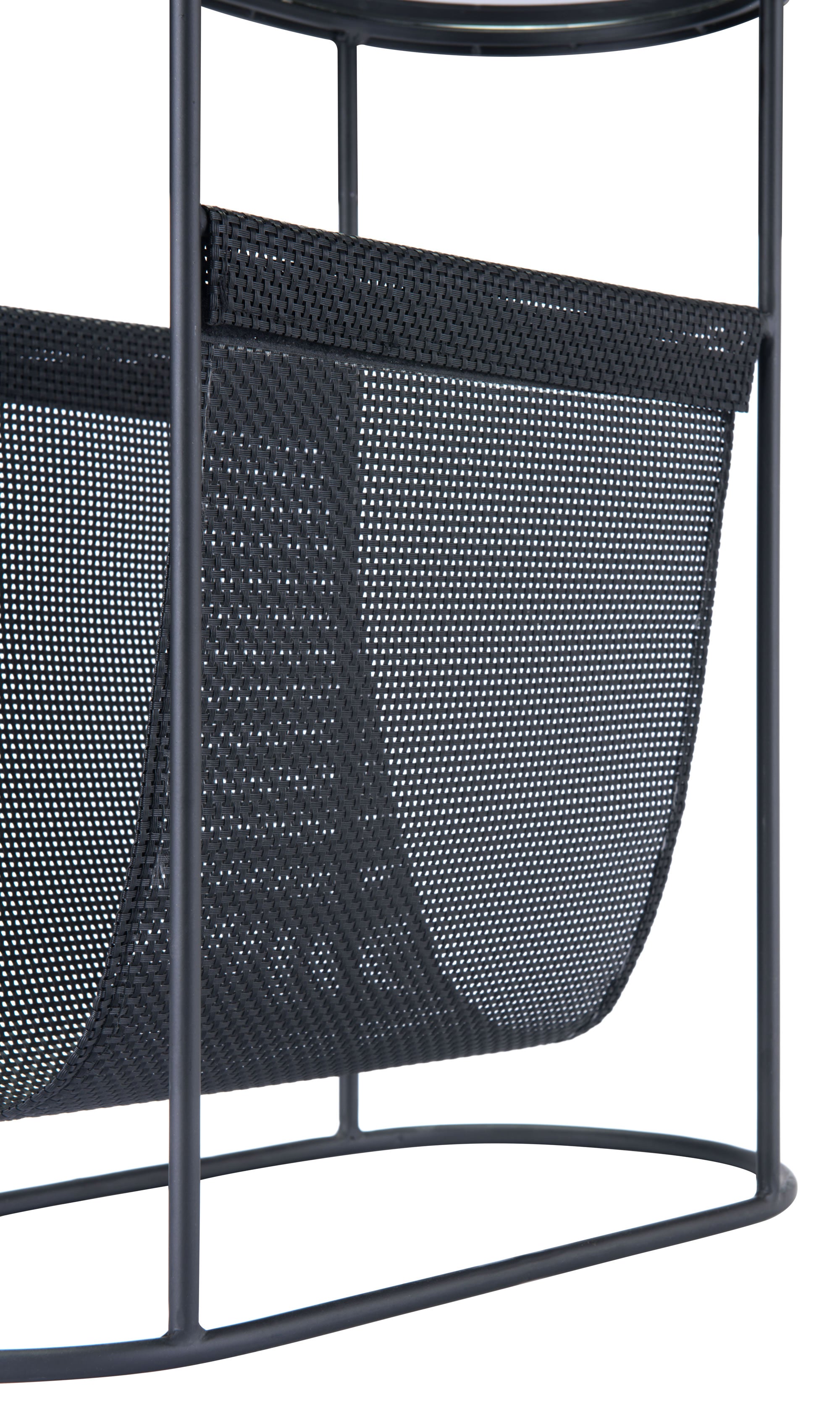 21.3" x 10" x 21.7" Black, Steel, Glass & Plastic, Side Table