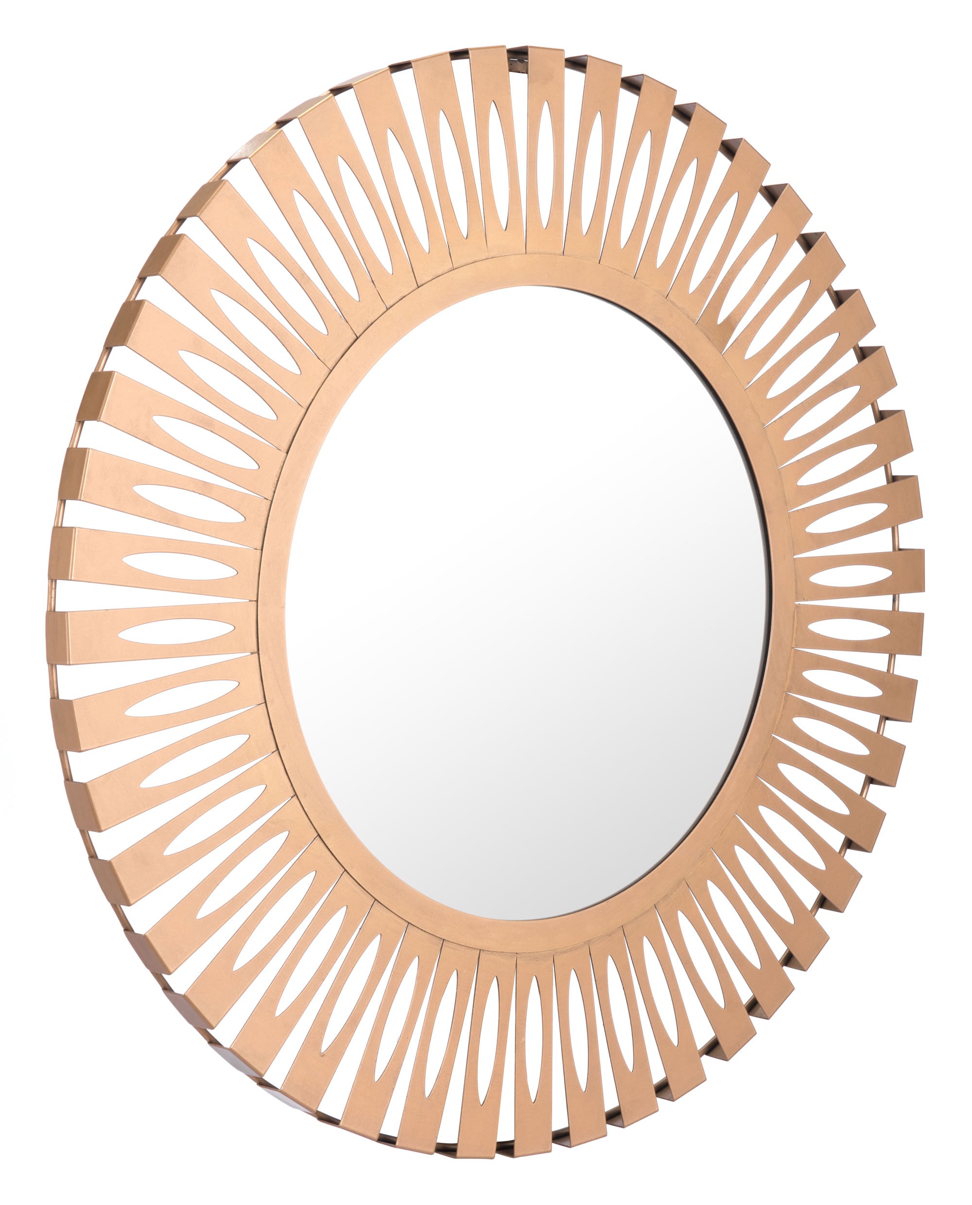 27.4" x 1.2" x 27.4" Gold, Steel, Mirror & MDF, Round Mirror