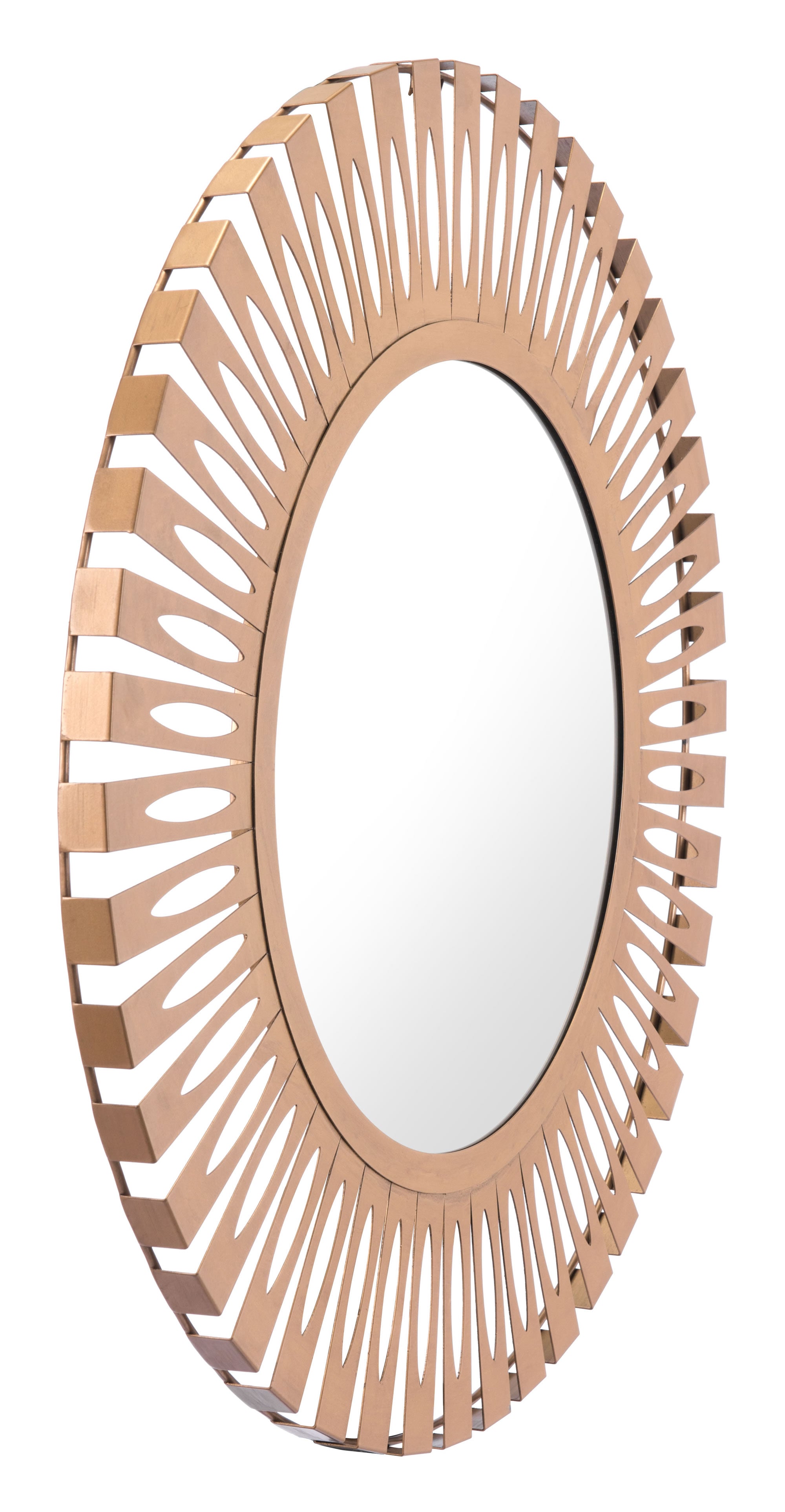 27.4" x 1.2" x 27.4" Gold, Steel, Mirror & MDF, Round Mirror