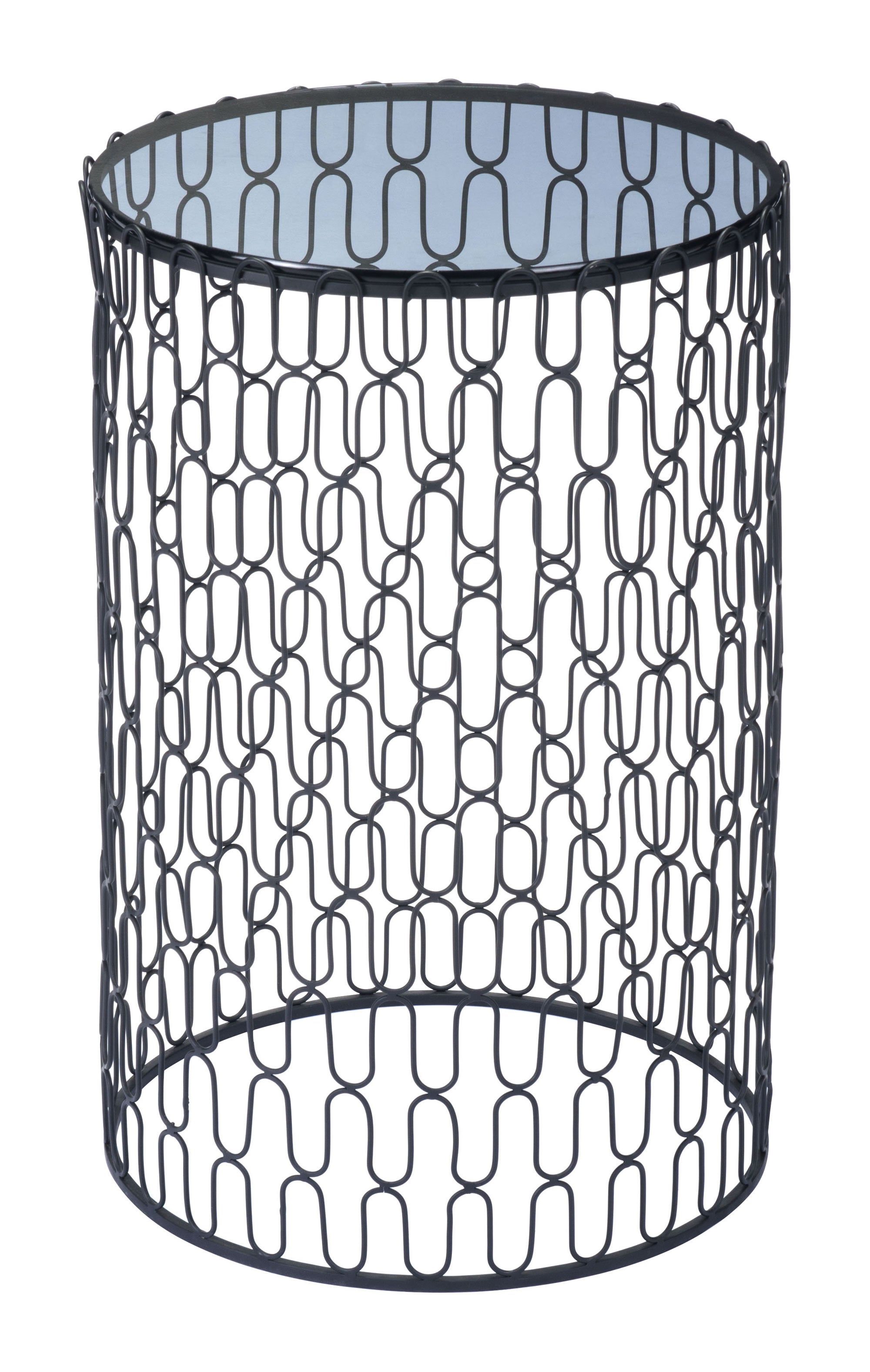 15.7" x 15.7" x 23.8" Black Glass & Steel Side Tables Side Tables - Set of 2