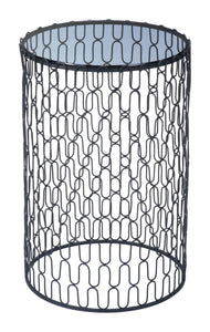 15.7" x 15.7" x 23.8" Black Glass & Steel Side Tables Side Tables - Set of 2