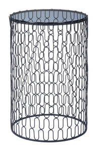 15.7" x 15.7" x 23.8" Black Glass & Steel Side Tables Side Tables - Set of 2