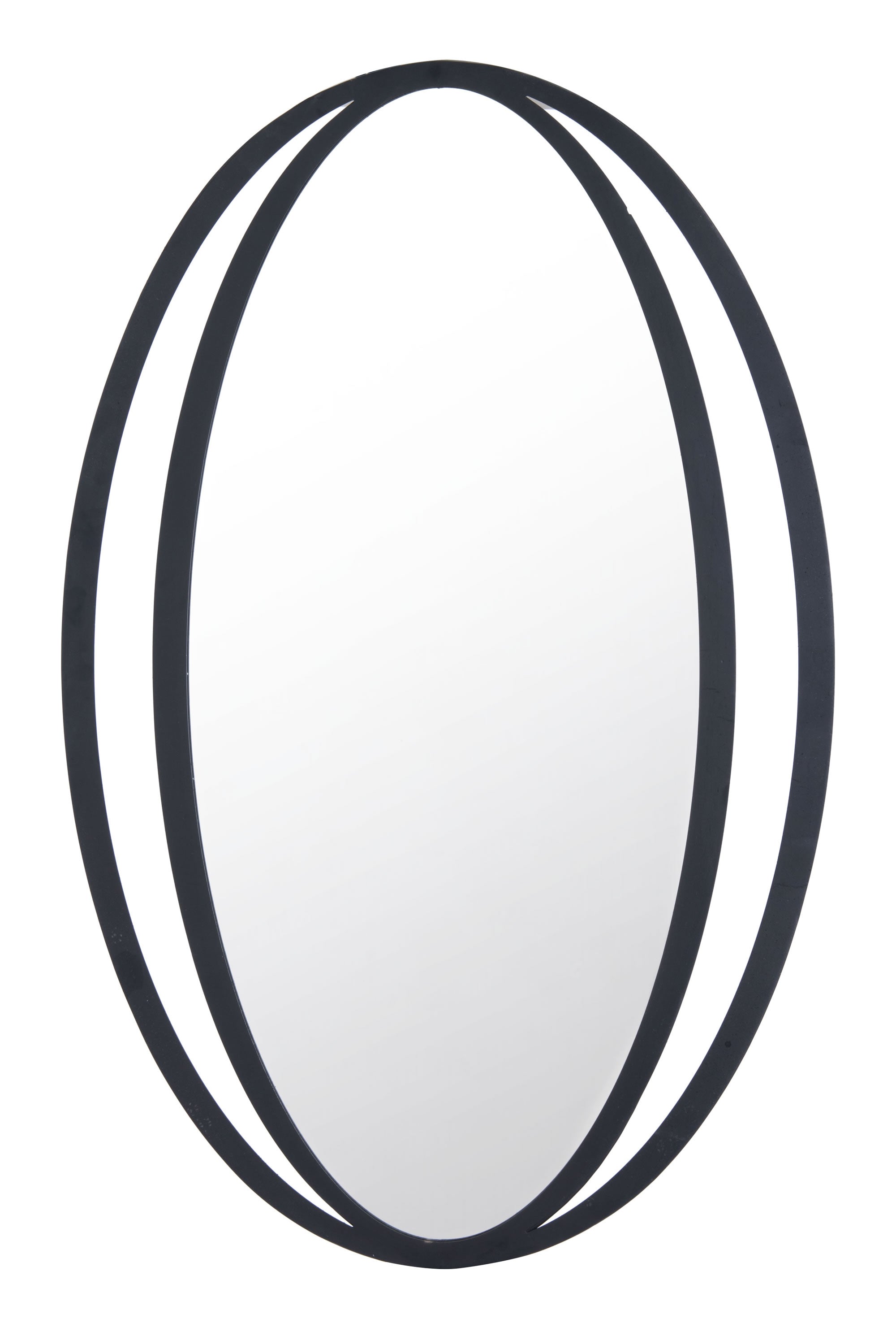 20.5" x 0.6" x 31.3" Black, Steel & Mirror, Oval Mirror