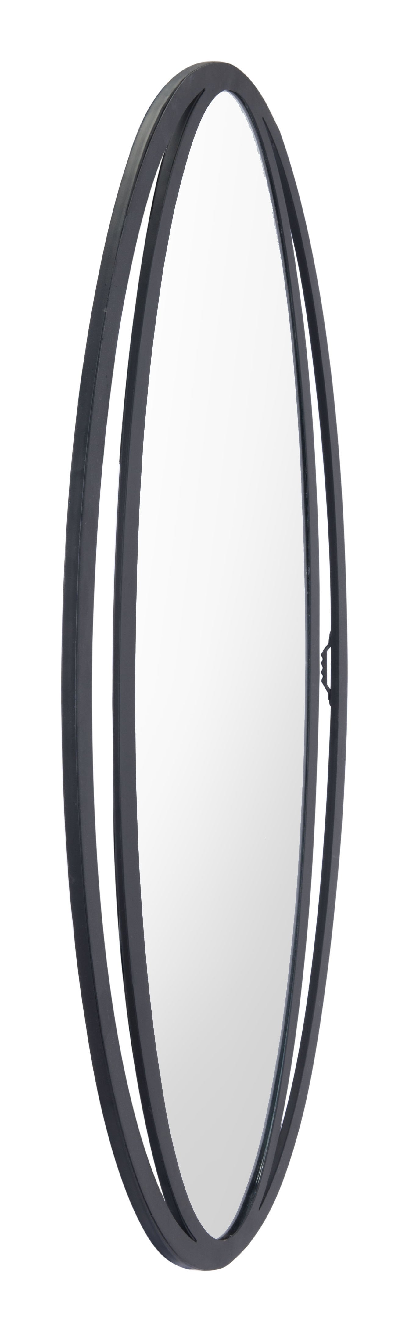 20.5" x 0.6" x 31.3" Black, Steel & Mirror, Oval Mirror