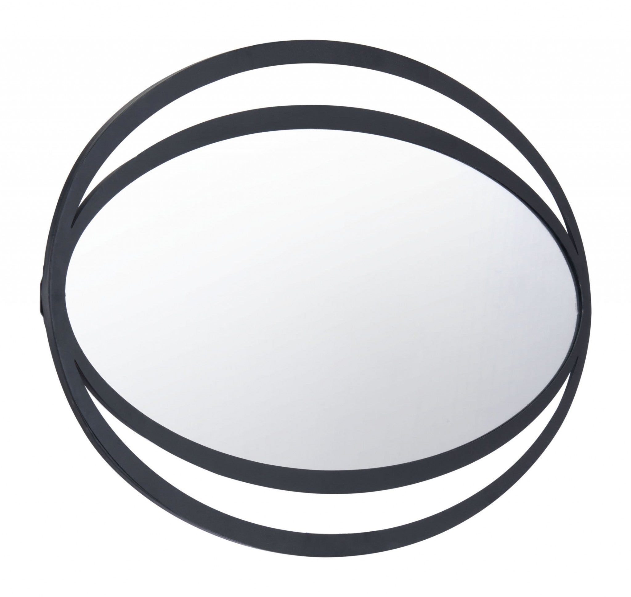 20.5" x 0.6" x 31.3" Black, Steel & Mirror, Oval Mirror