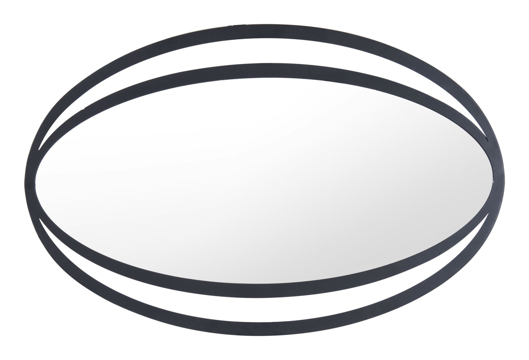 20.5" x 0.6" x 31.3" Black, Steel & Mirror, Oval Mirror