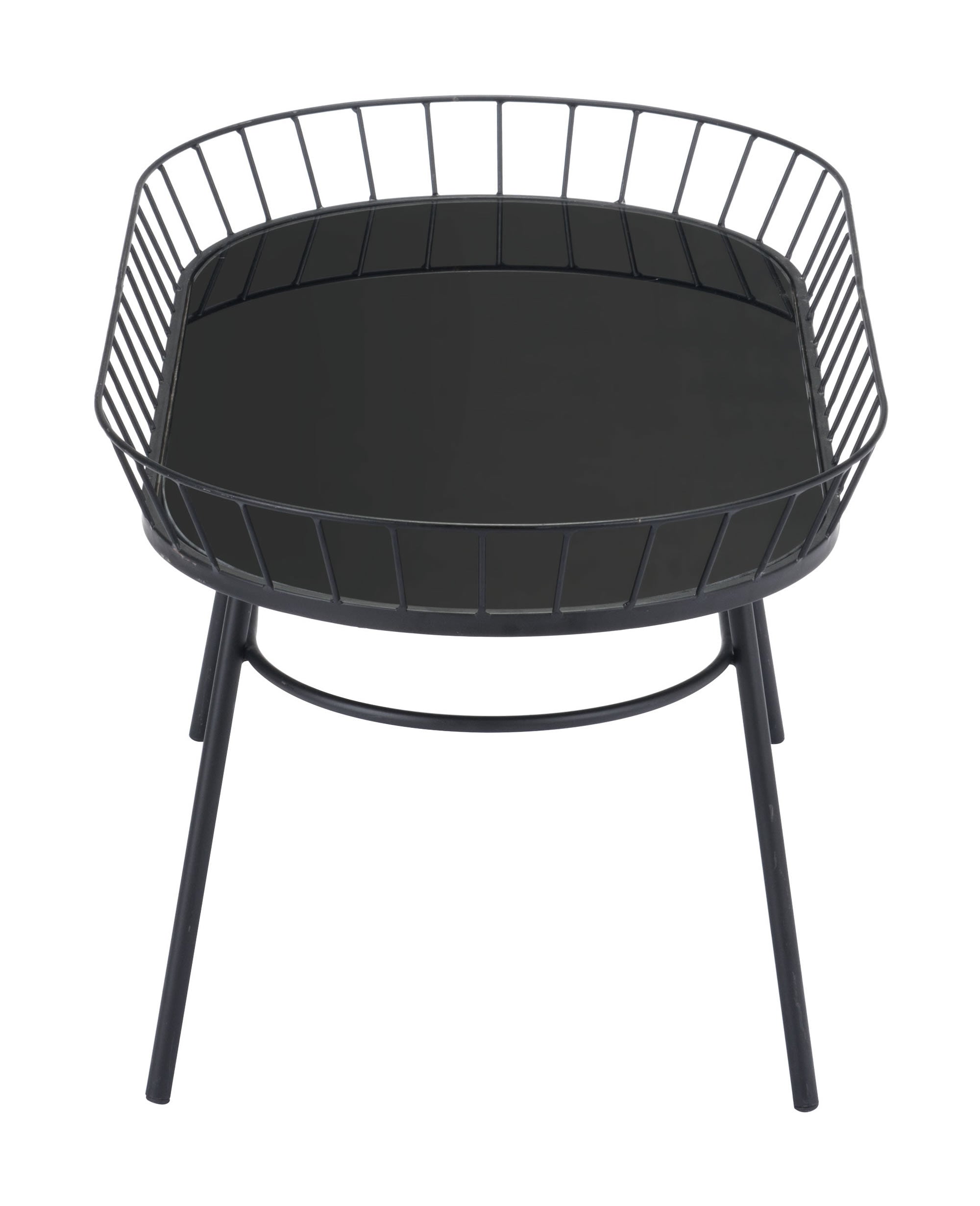31.5" x 16.3" x 14.6" Black, Steel & Glass, Side Table