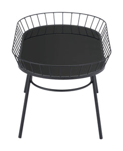 31.5" x 16.3" x 14.6" Black, Steel & Glass, Side Table