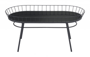 31.5" x 16.3" x 14.6" Black, Steel & Glass, Side Table