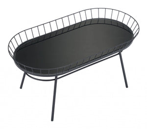 31.5" x 16.3" x 14.6" Black, Steel & Glass, Side Table
