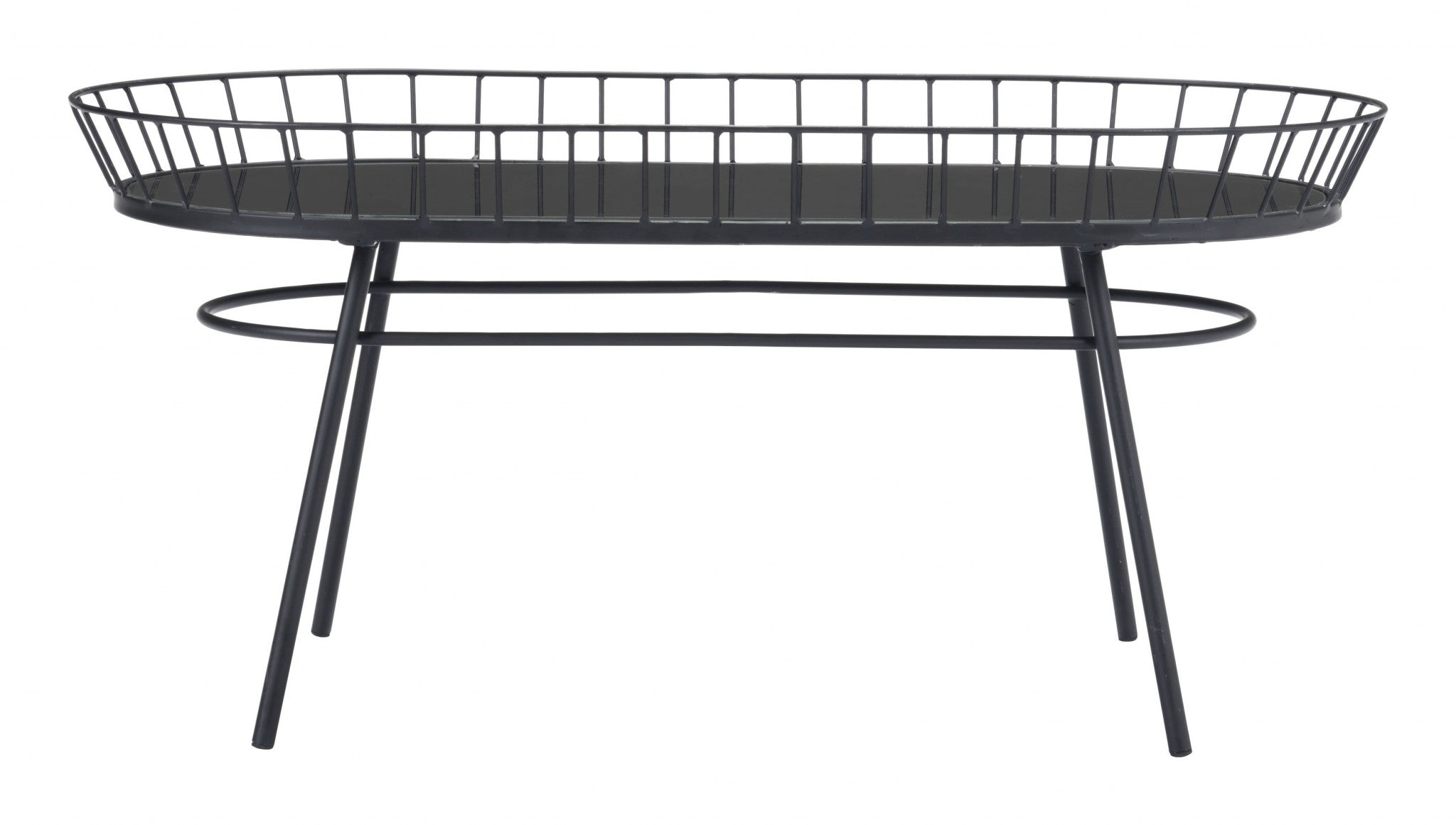 31.5" x 16.3" x 14.6" Black, Steel & Glass, Side Table