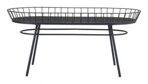 31.5" x 16.3" x 14.6" Black, Steel & Glass, Side Table