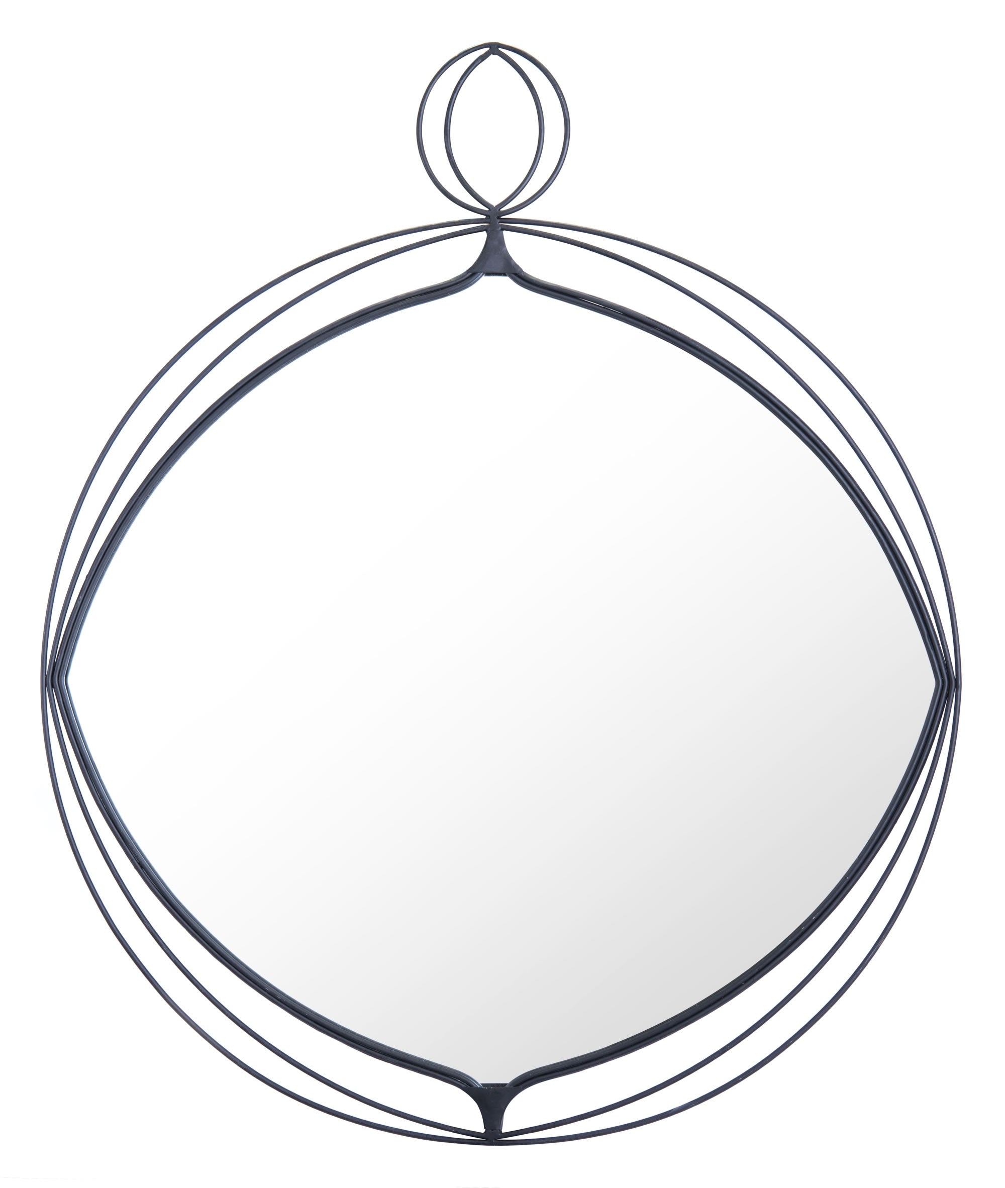 29.9" x 1" x 35.4" Black, Steel, Mirror & MDF, Round Mirror