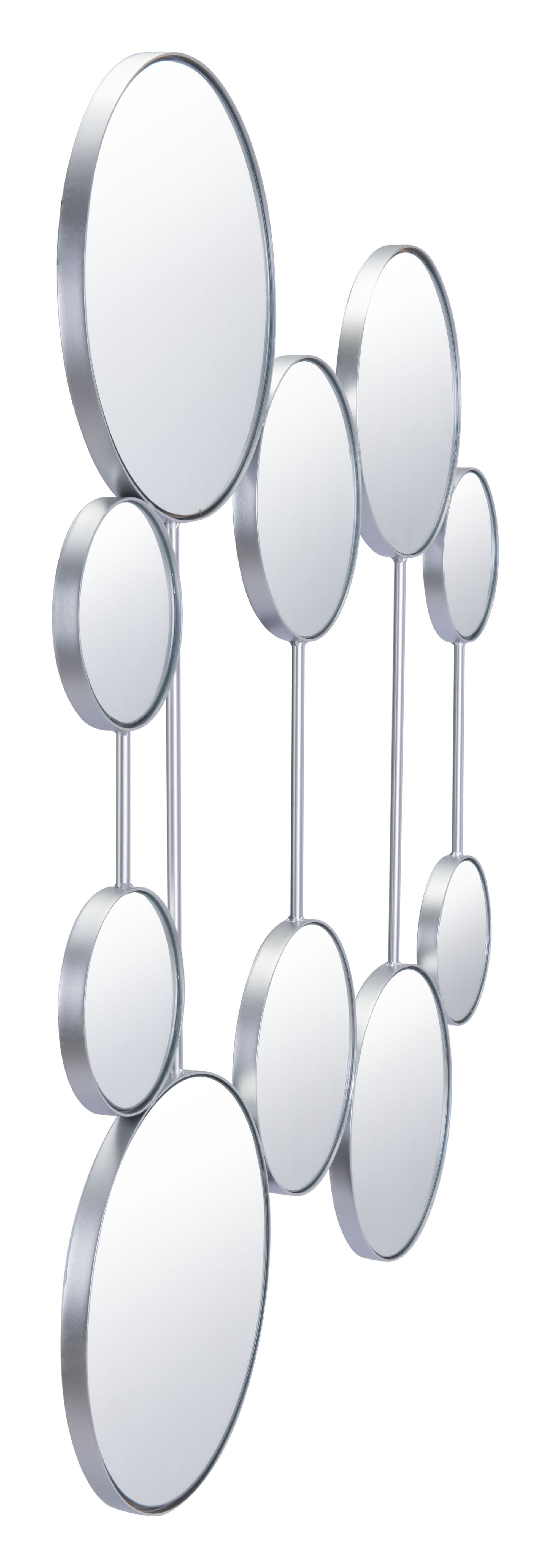 34.8" x 0.8" x 41.1" Silver, Steel, Mirror & MDF, Round Mirrors