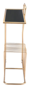 19.7" x 8.5" x 28.3" Gold, Steel, Mirror, Side Table