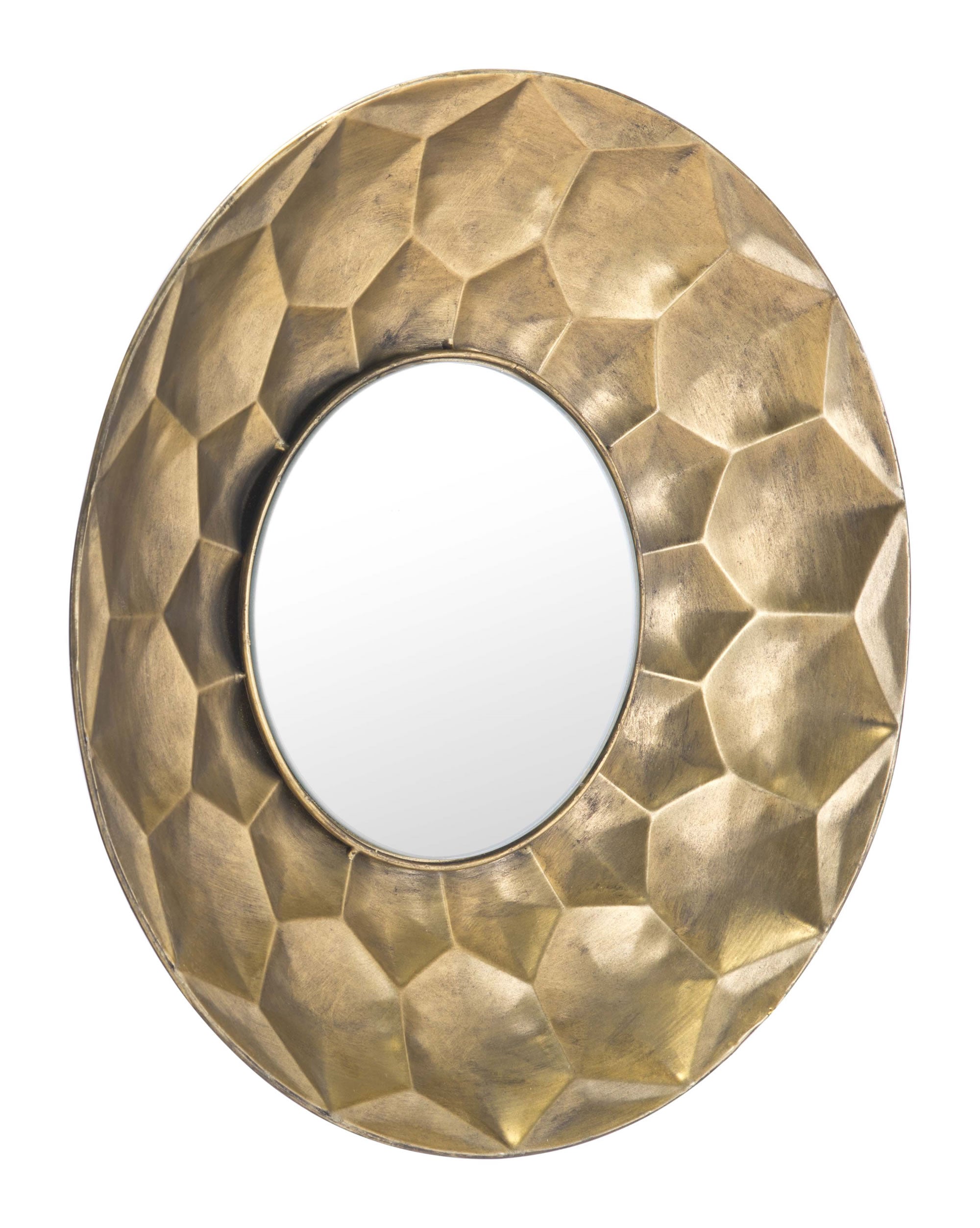 14.6" x 2.4" x 14.6" Gold, Steel & Mirror, Round Mirror Gold