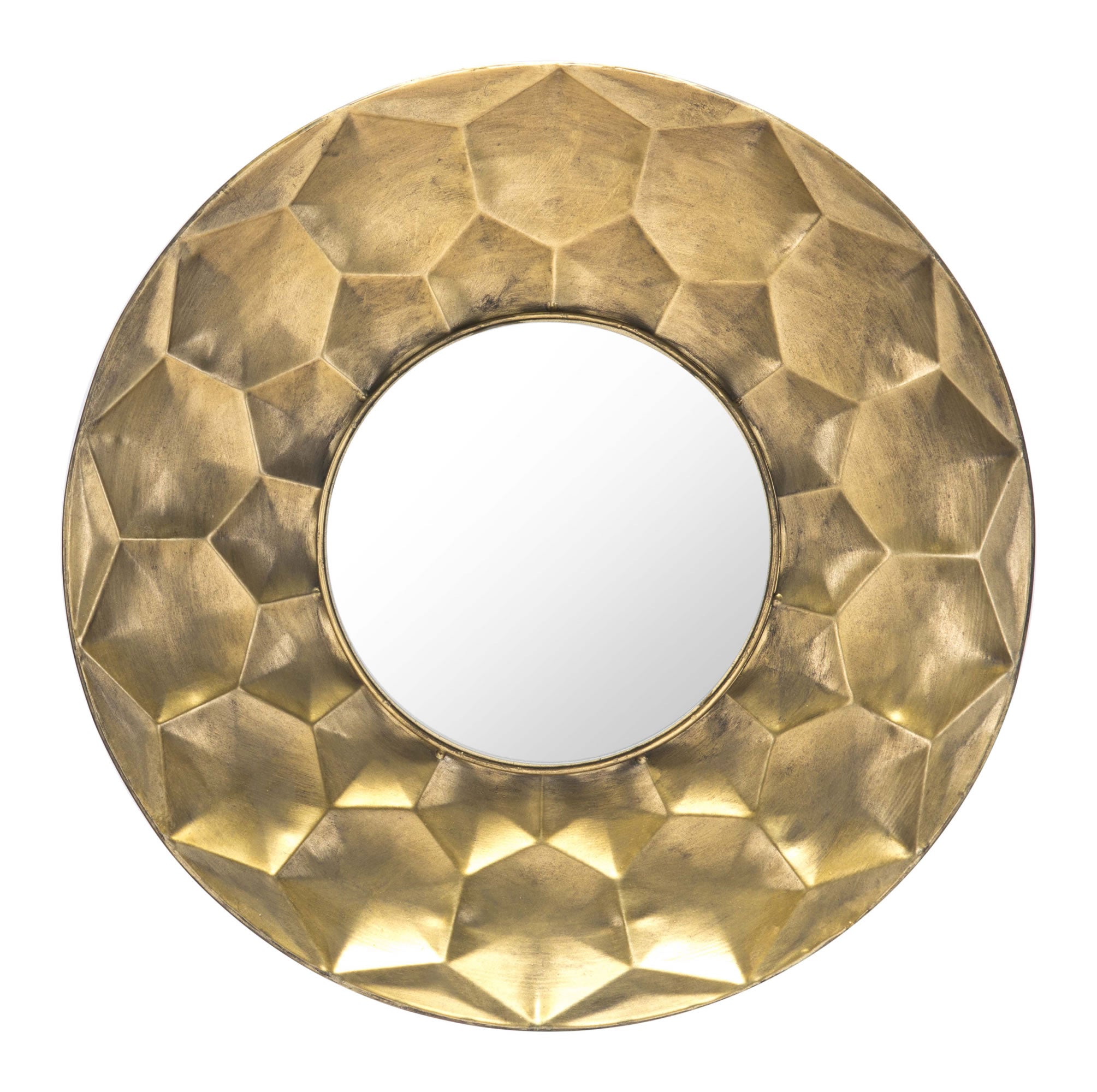 14.6" x 2.4" x 14.6" Gold, Steel & Mirror, Round Mirror Gold