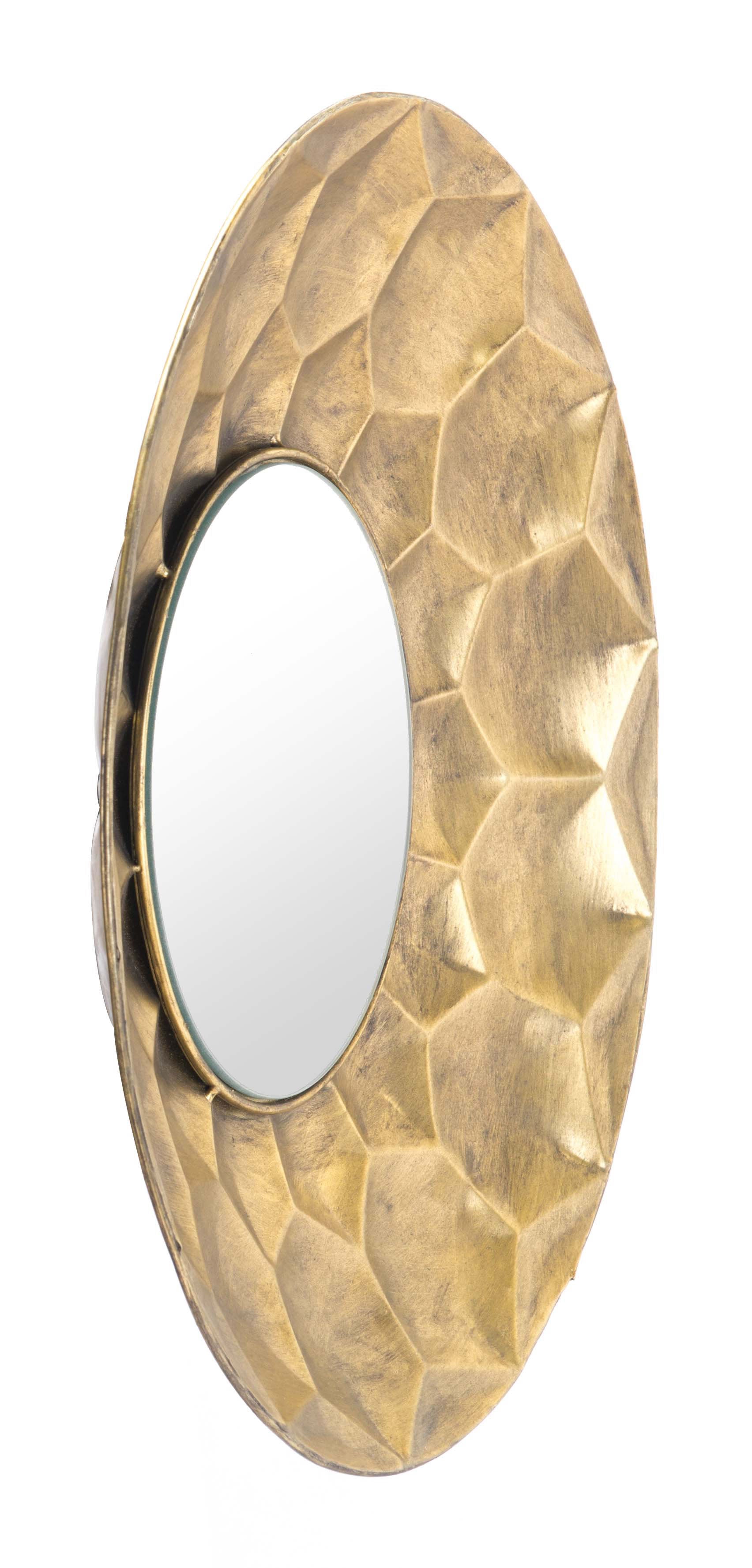 14.6" x 2.4" x 14.6" Gold, Steel & Mirror, Round Mirror Gold