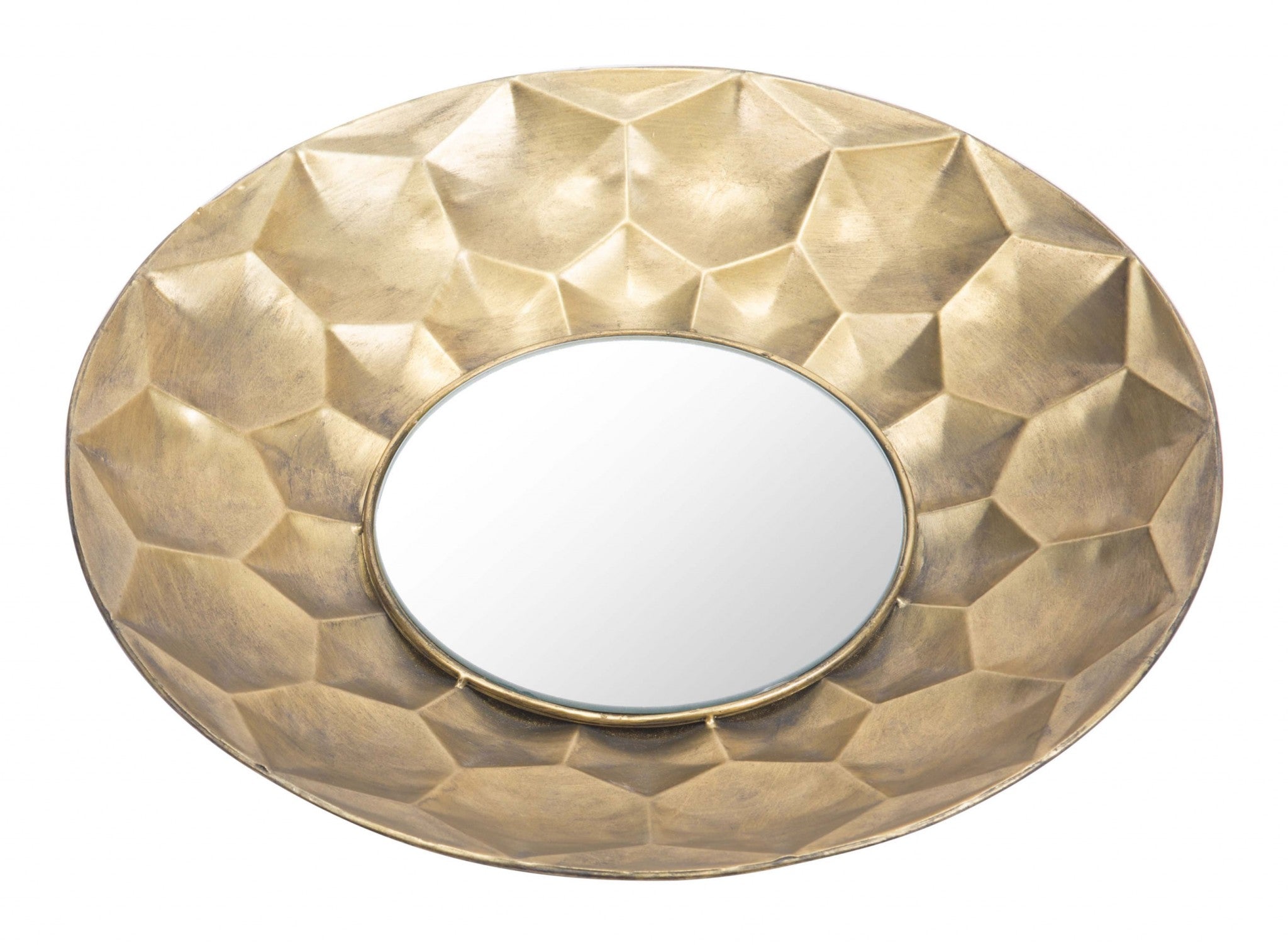 14.6" x 2.4" x 14.6" Gold, Steel & Mirror, Round Mirror Gold
