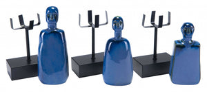 4.7" x 2.8" x 14.8" Blue, Ceramic & Steel, Figurines - Set of 3