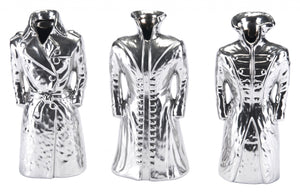 4.9" x 3.5" x 11" Matte Silver, Ceramic, Figurines - Set of 3