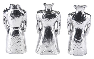 4.9" x 3.5" x 11" Matte Silver, Ceramic, Figurines - Set of 3
