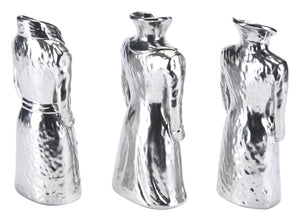 4.9" x 3.5" x 11" Matte Silver, Ceramic, Figurines - Set of 3