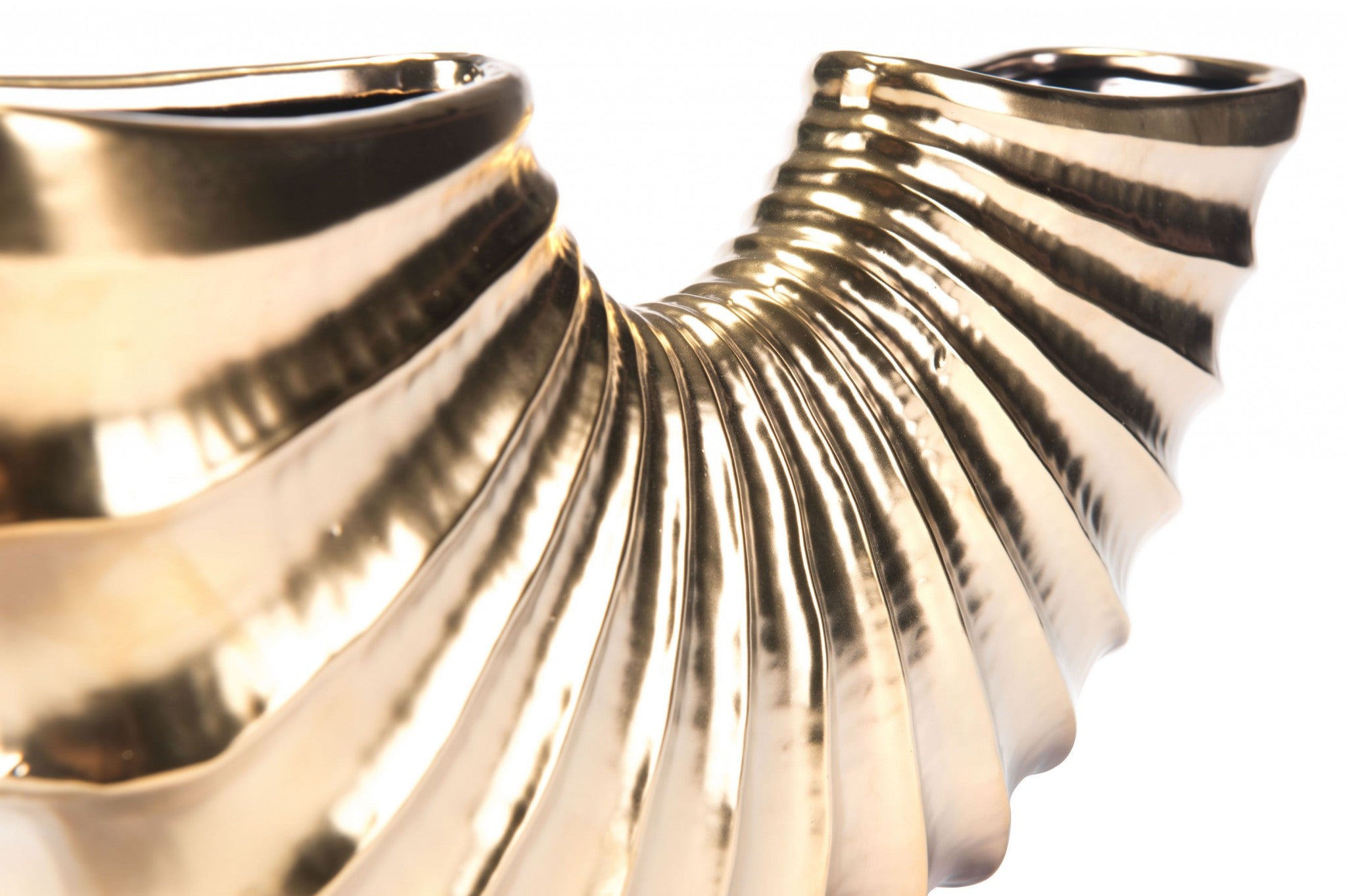 16.3" x 3.3" x 7.3" Matte Gold, Ceramic, Large Vase