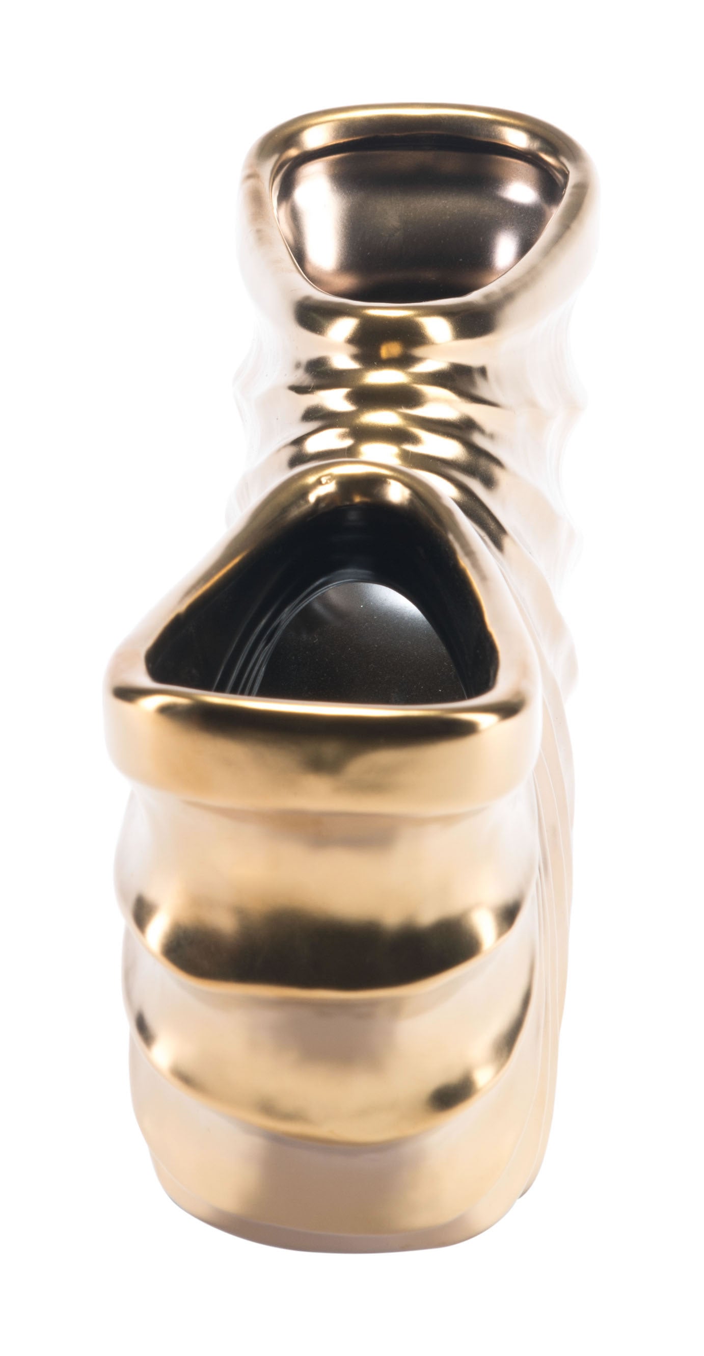 13.2" x 3" x 5.9" Matte Gold, Ceramic, Small Vase