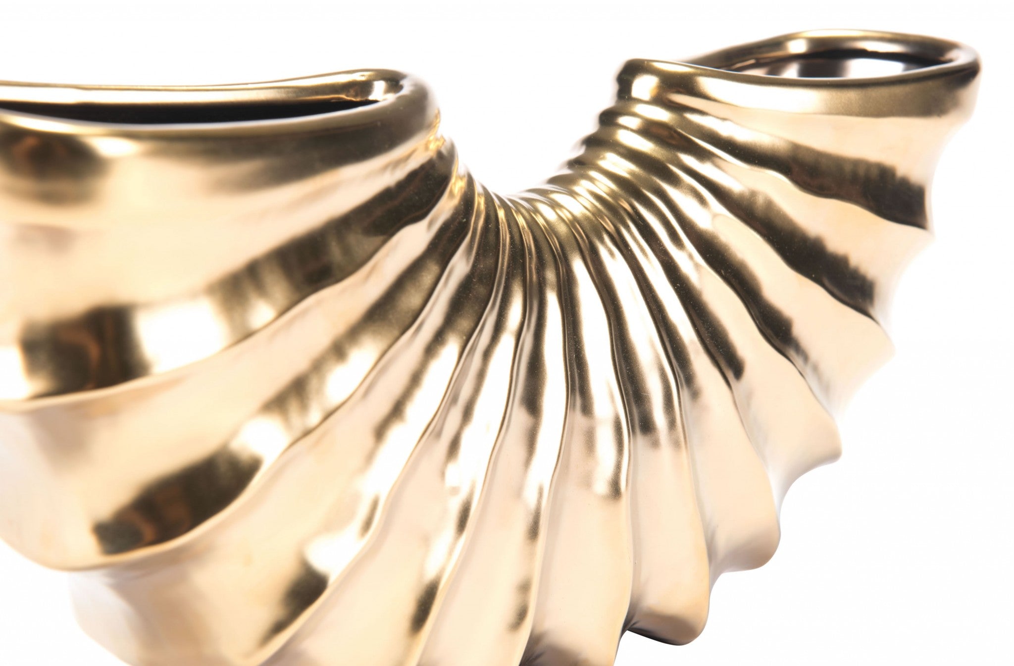 13.2" x 3" x 5.9" Matte Gold, Ceramic, Small Vase