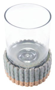 5.5" x 5.5" x 7.5" Green, Ceramic, Candle Holder