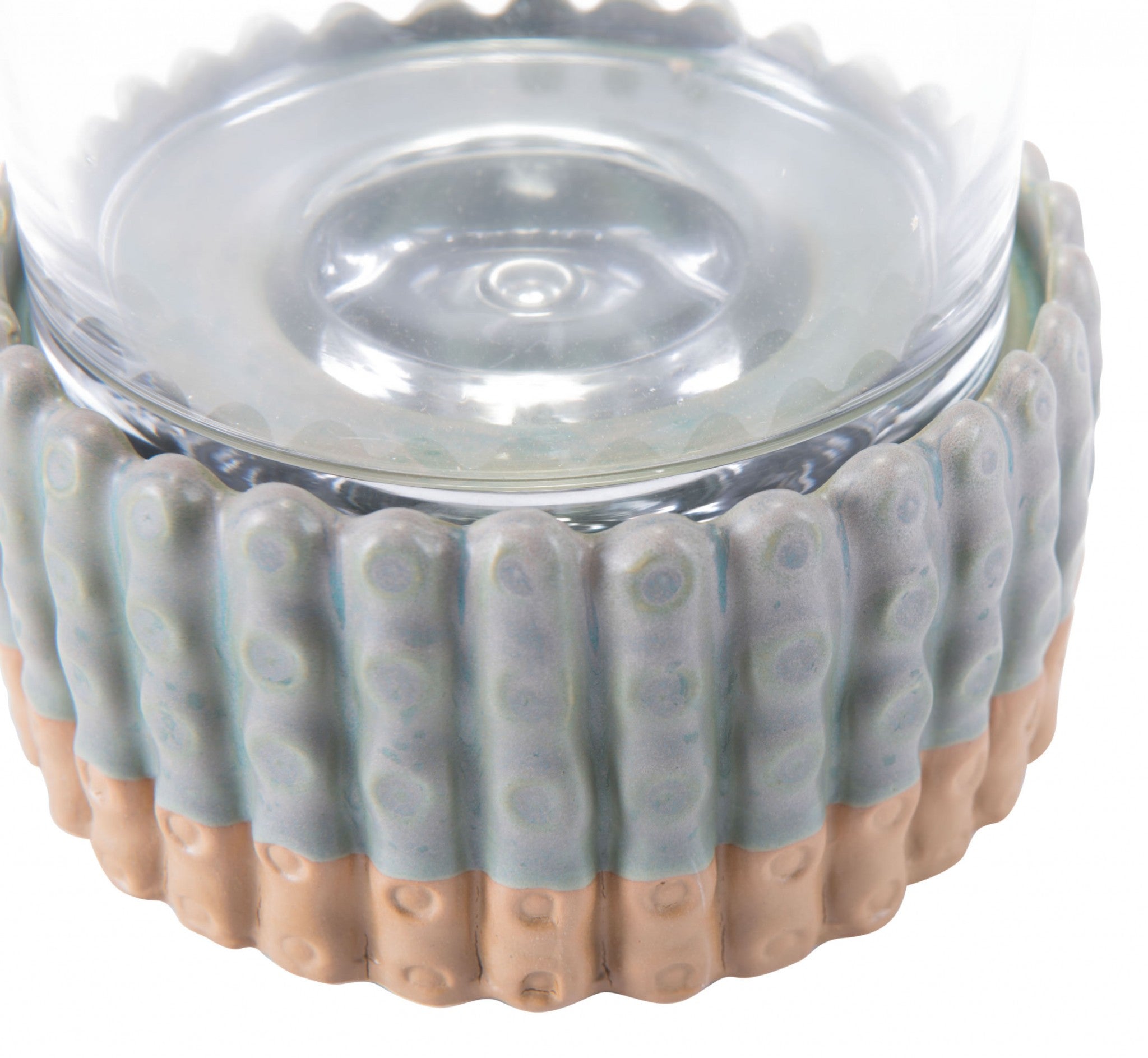 5.5" x 5.5" x 7.5" Green, Ceramic, Candle Holder
