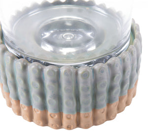 5.5" x 5.5" x 7.5" Green, Ceramic, Candle Holder
