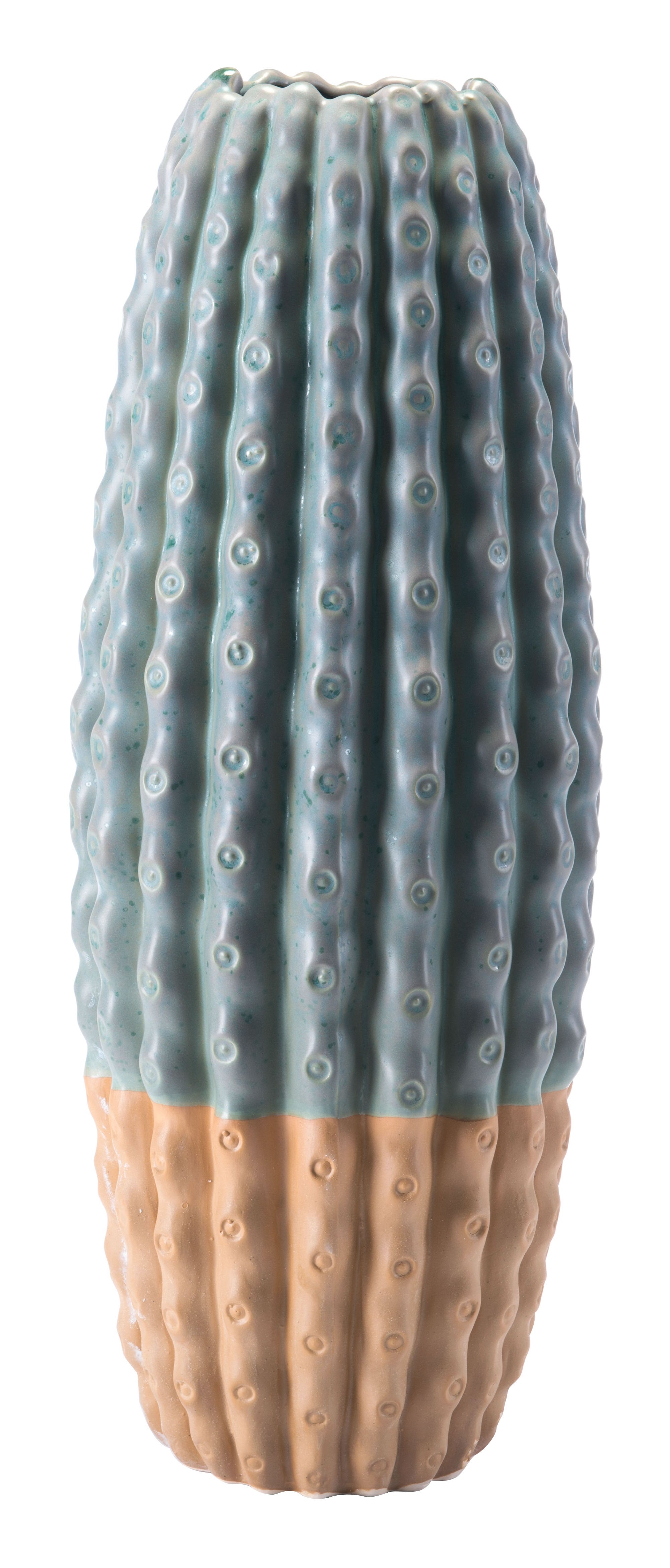 8.3" x 8.3" x 21.3" Green Ceramic Large Vase