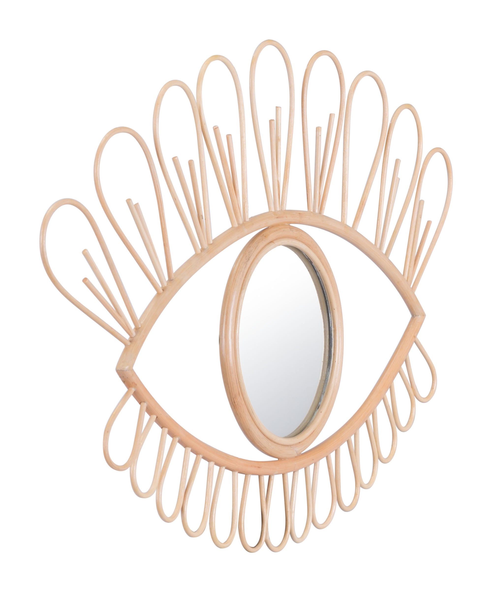 24.2" x 1.2" x 15" Brown, Rattan, Mirror