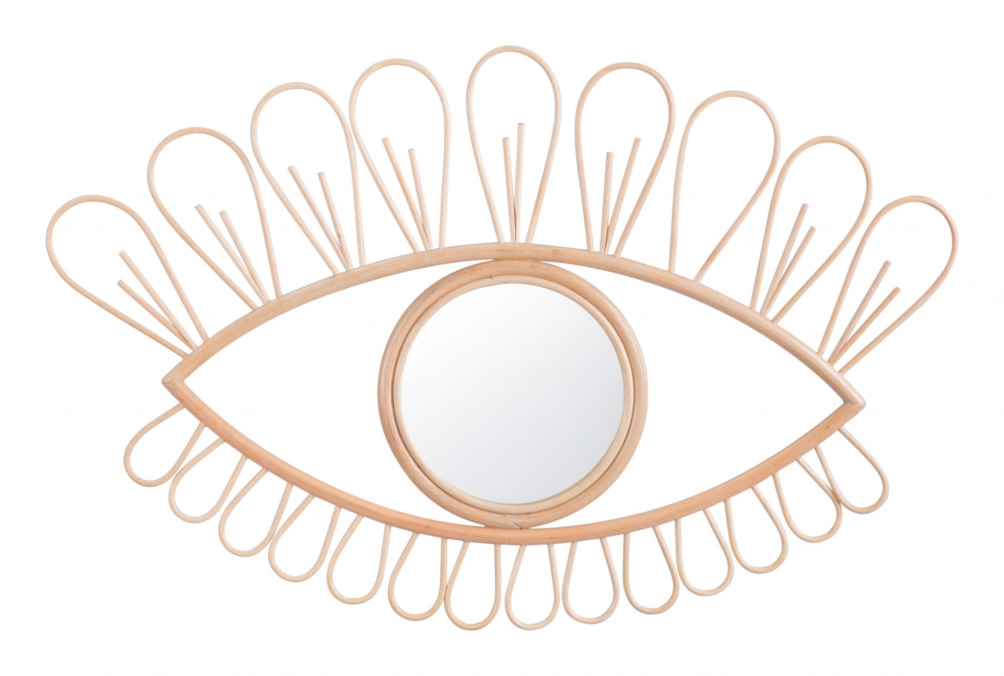 24.2" x 1.2" x 15" Brown, Rattan, Mirror