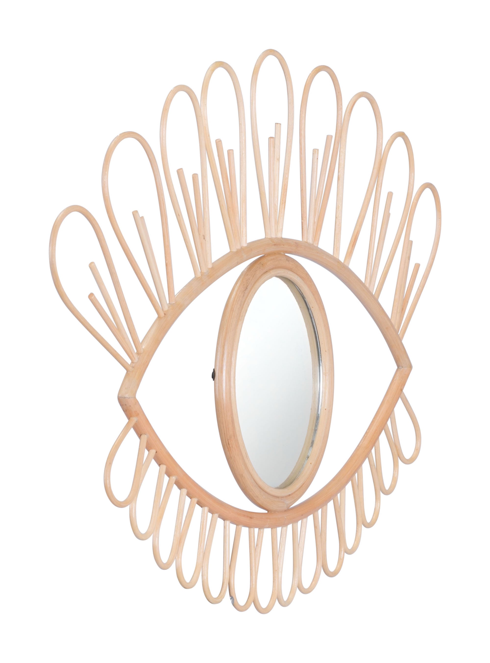 24.2" x 1.2" x 15" Brown, Rattan, Mirror