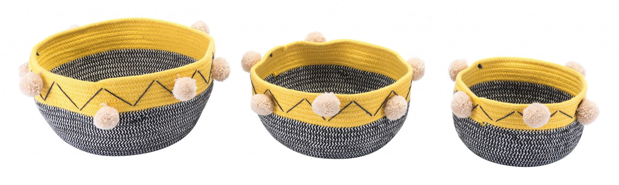 9.5" x 9.5" x 5.9" Multicolor, Cotton, Baskets - Set of 3