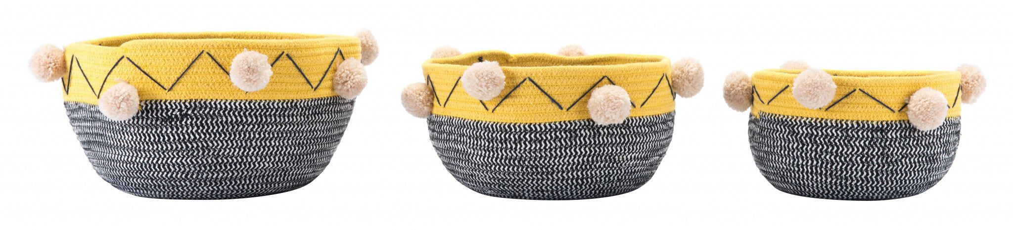 9.5" x 9.5" x 5.9" Multicolor, Cotton, Baskets - Set of 3