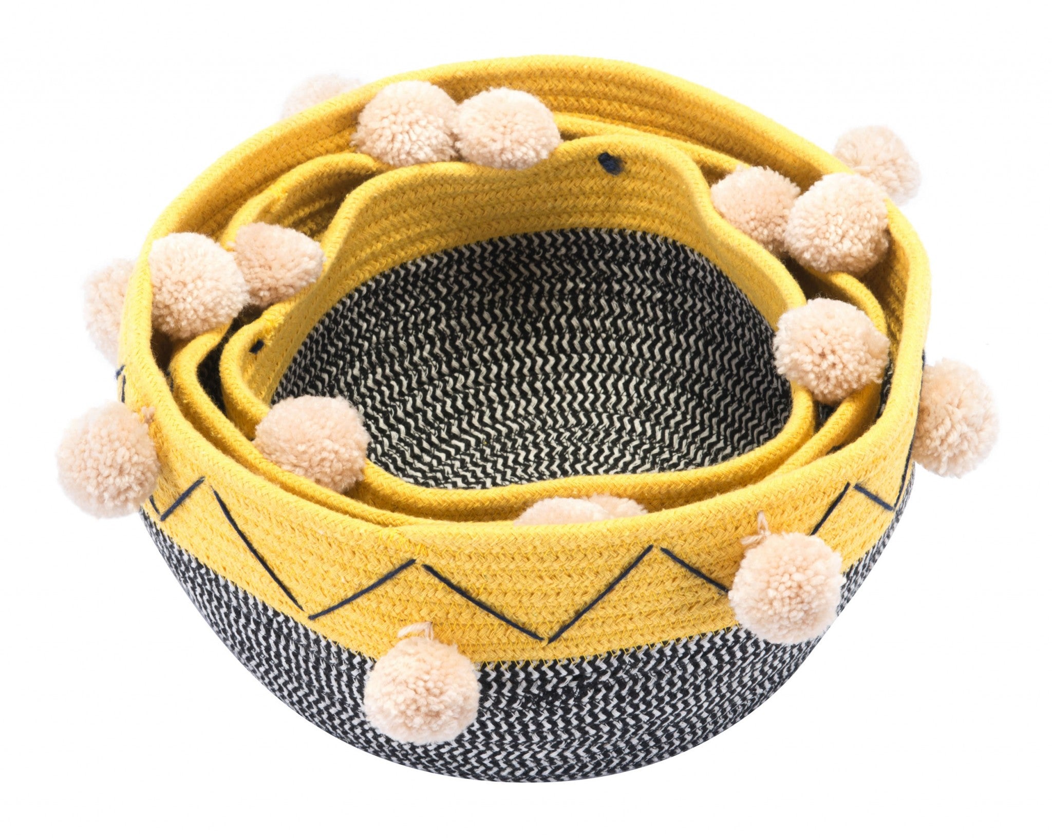 9.5" x 9.5" x 5.9" Multicolor, Cotton, Baskets - Set of 3