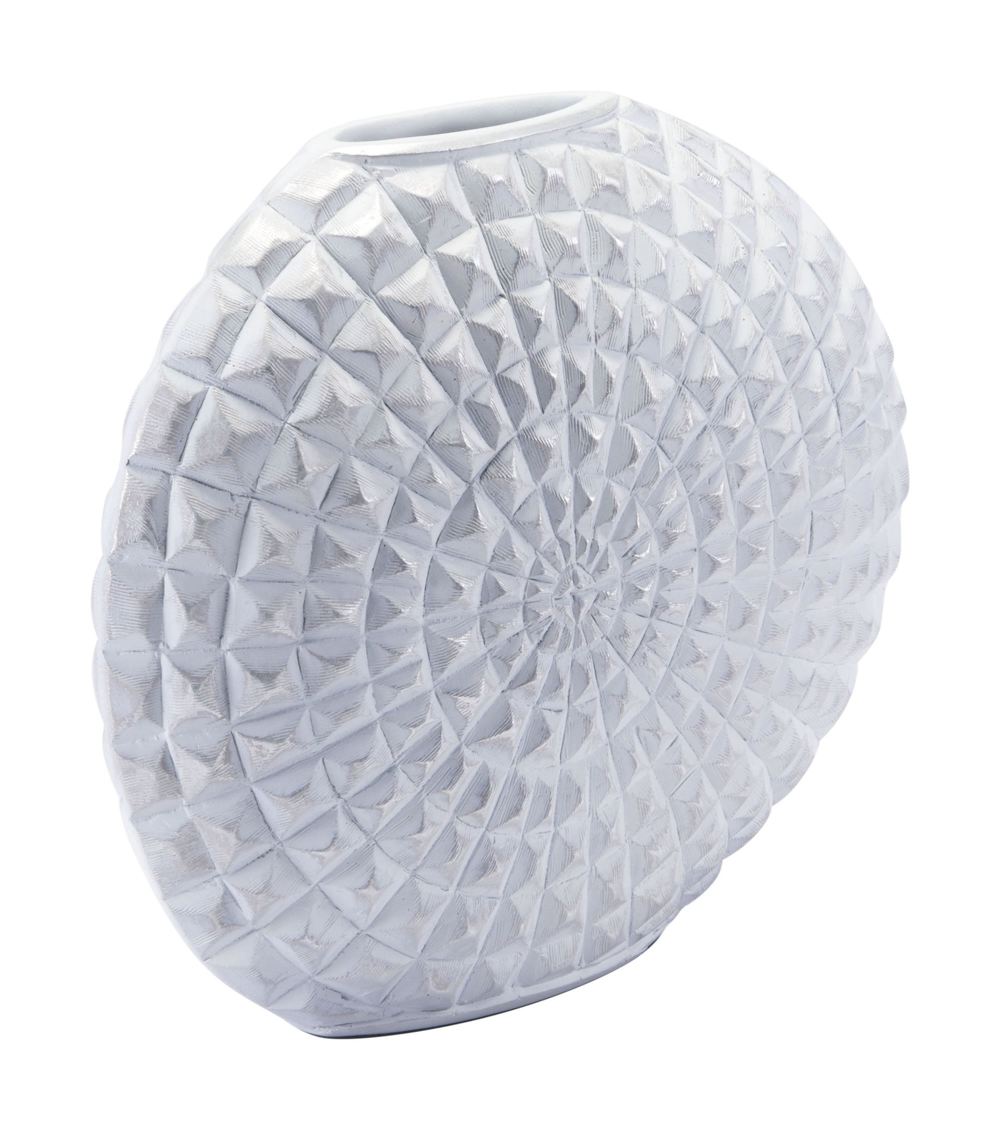 13.8" x 4.5" x 10.6" White, Polyresin, Small Vase