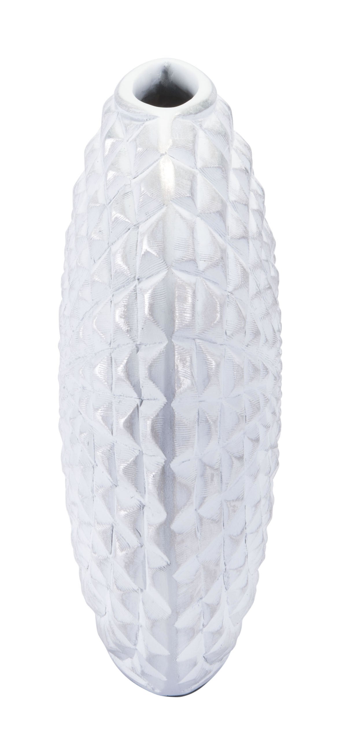 13.8" x 4.5" x 10.6" White, Polyresin, Small Vase