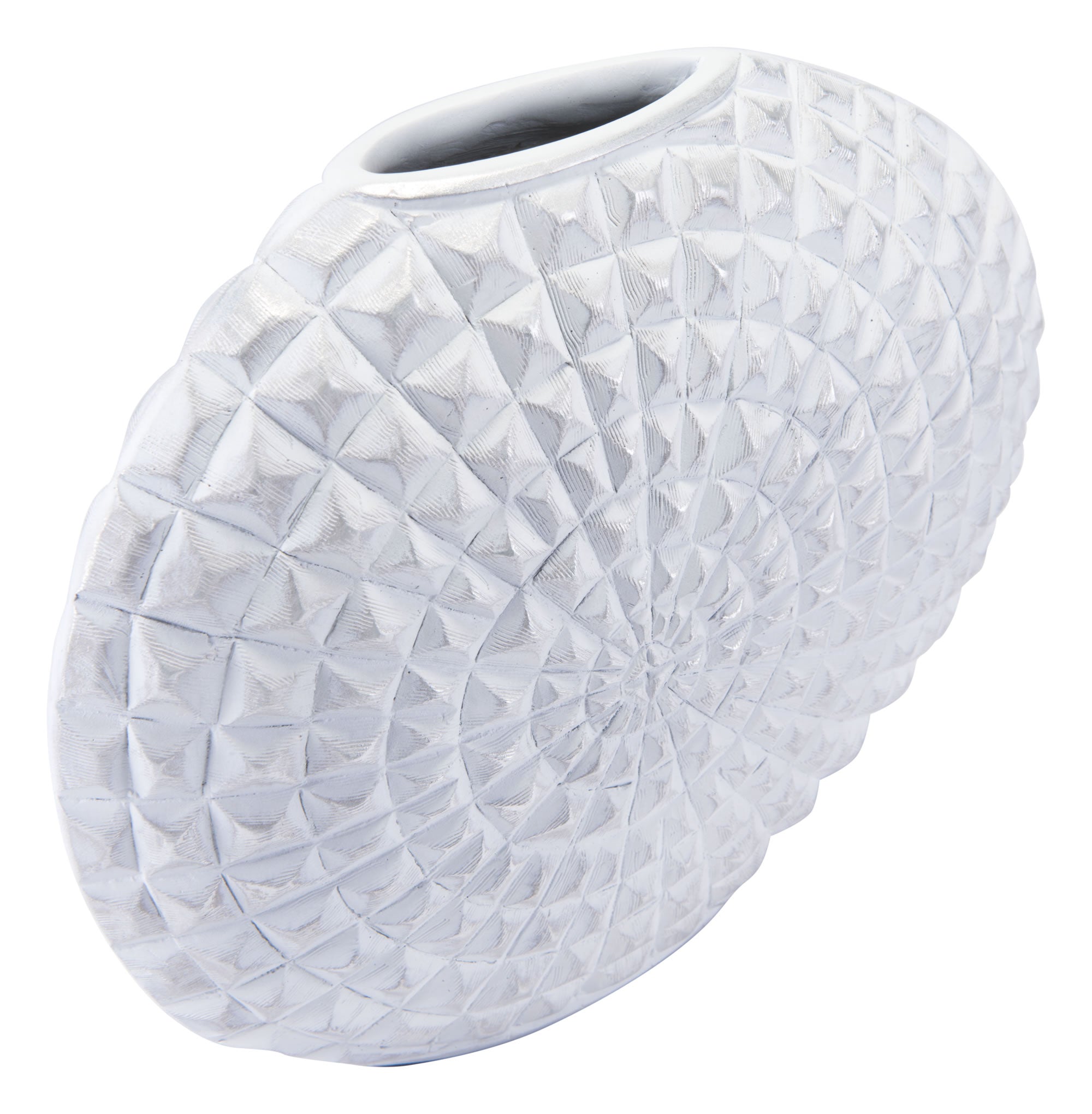 13.8" x 4.5" x 10.6" White, Polyresin, Small Vase