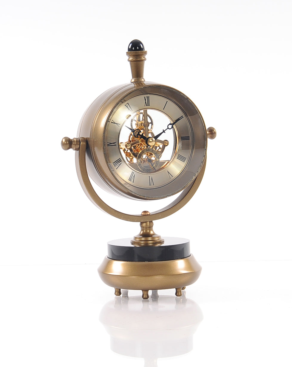 8" x 3.75" x 16.25" Brass Table Clock