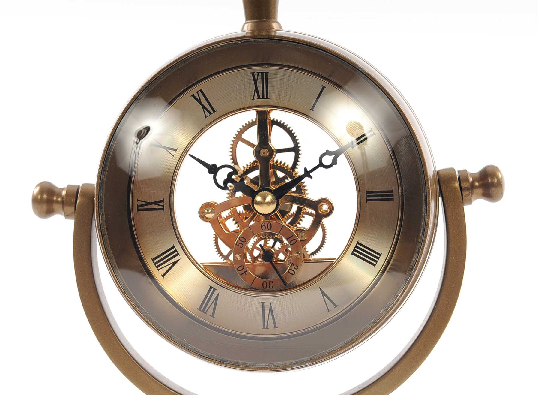 8" x 3.75" x 16.25" Brass Table Clock