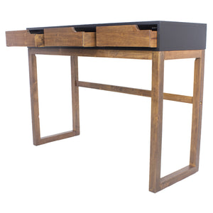 43" X 16" X 32" Black & Mocha Solid Wood Three Drawer Console Table